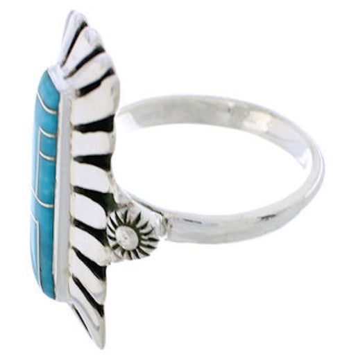 Genuine Sterling Silver Turquoise Ring Size 8-1/4 EX42801